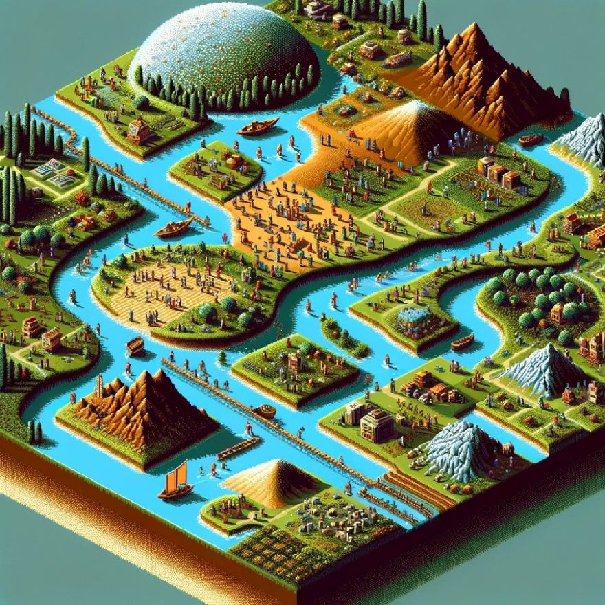 An image of the game Populous